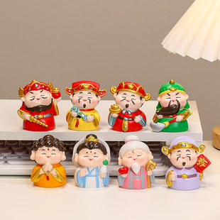 五路财神妈祖关公钟馗树脂工艺品桌面装饰招财公室工位礼物小摆件