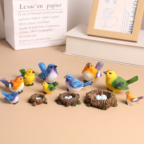 树脂仿真小鸟微景观花盆摆件