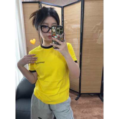 CH夏日撞色梵文印花T恤短袖