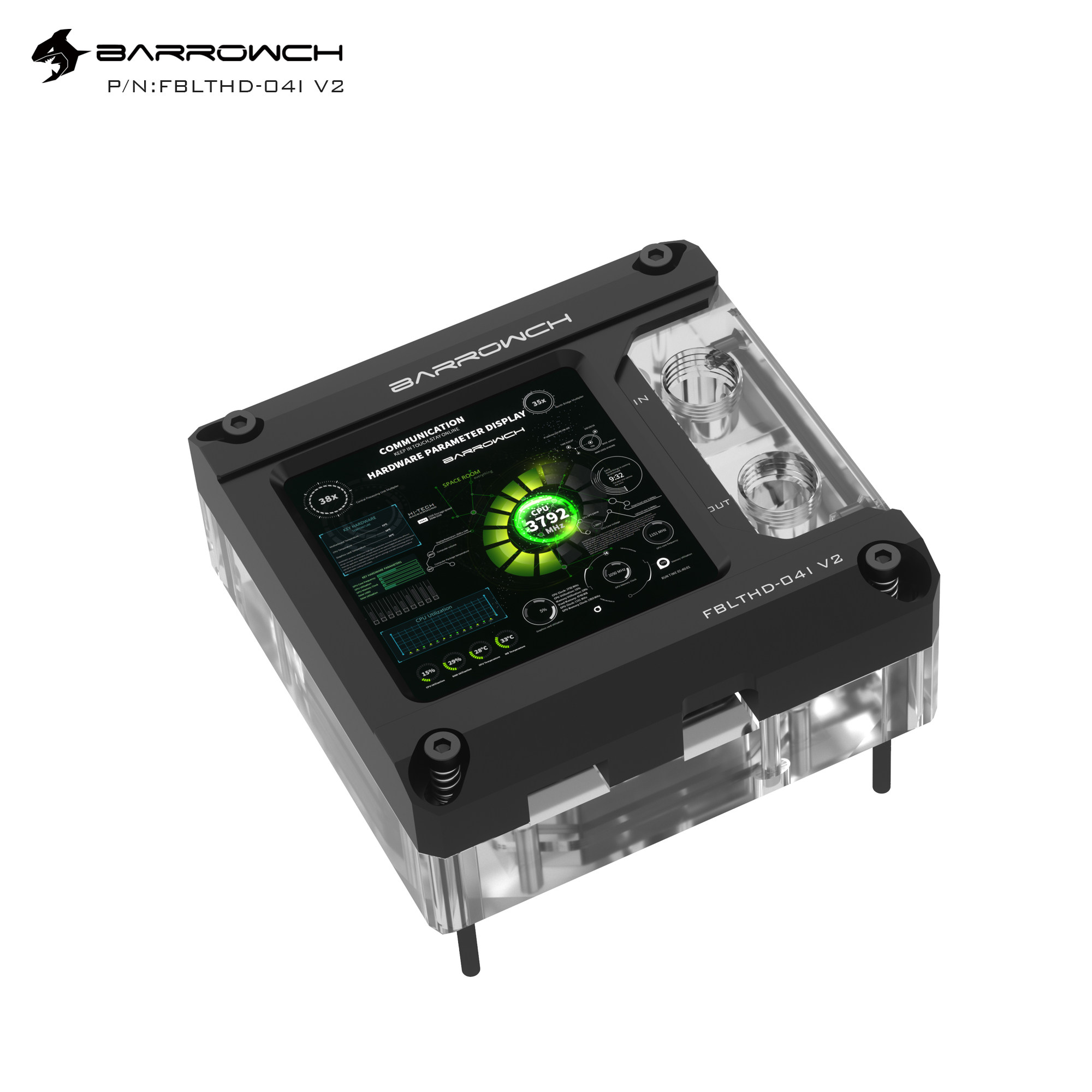 barrowch intel1700cpu水冷头hdmi aida64温度监控副屏fblthd-04i