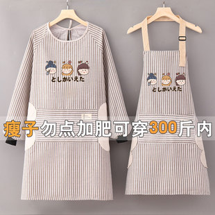 加肥270斤棉麻透气围裙家用厨房早餐摆摊罩衣防油污工作定制logo