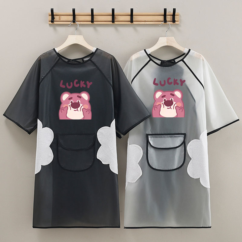 新款TPU半袖围裙免洗家用厨房防水防油餐饮洗车工作服可定制logo