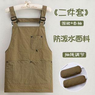 文艺范男女围裙家用厨房做饭防溅水防油污耐脏工作服围腰定制字