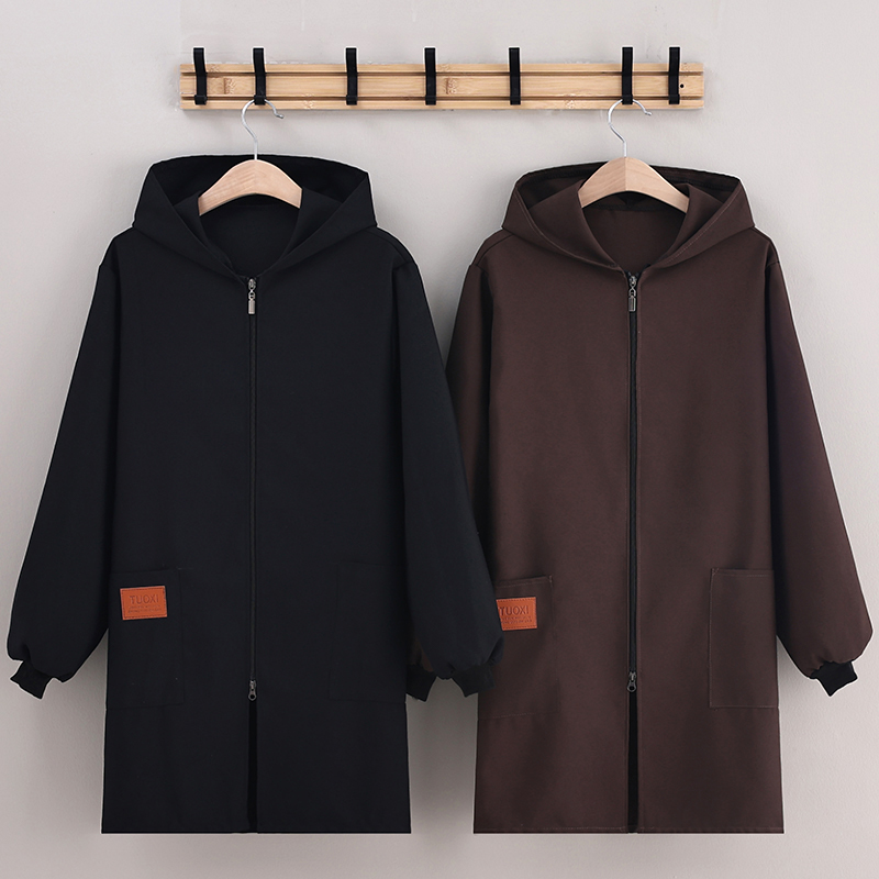 简约新款正穿帆布长袖罩衣防油防污耐磨围裙家用厨房家装公司定制