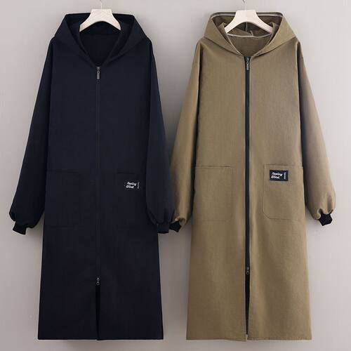 2025新款塔丝隆长袖正穿加长罩衣围裙防污家用厨房工厂上班工作服