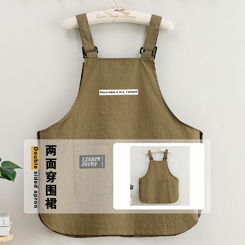 新款文艺两面穿围裙家用厨房做饭防溅水防油污透气耐脏工作服定制