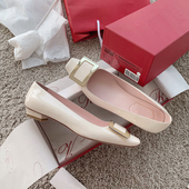 女鞋 RV单鞋 女2025新款 春夏百搭中高跟小皮ins方头浅口方扣粗跟