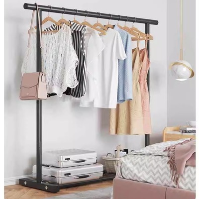 晾衣架落地卧室家用折叠室内挂衣单杆式简易阳台收纳凉晒衣服架子