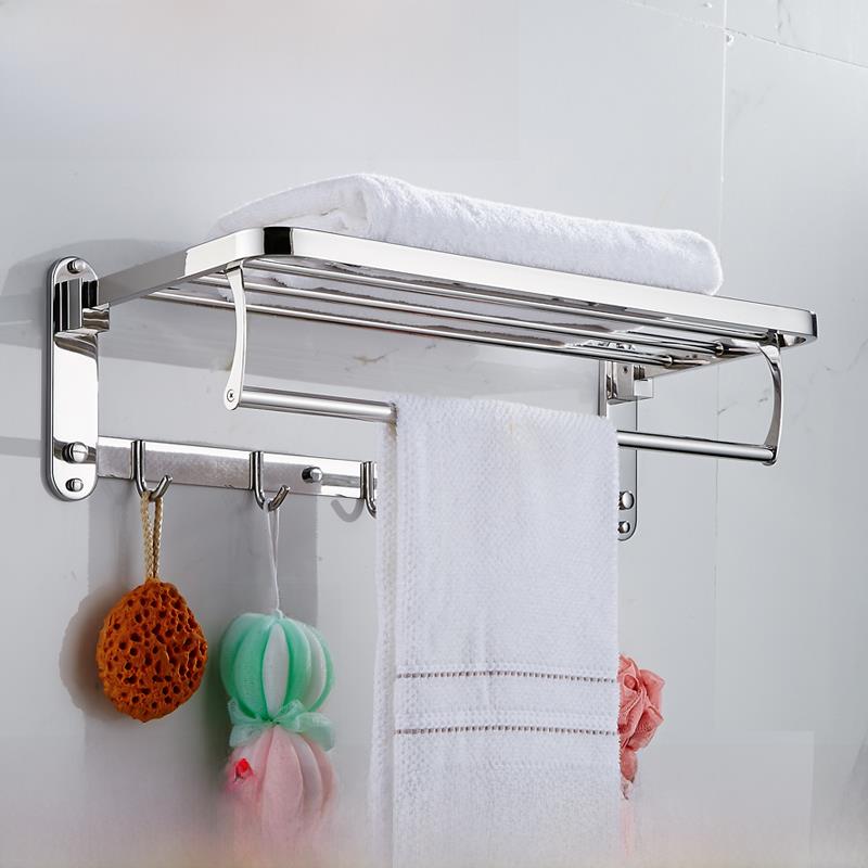 毛巾架不锈钢304毛巾架浴室浴室挂件储物架2层浴室免打孔双层