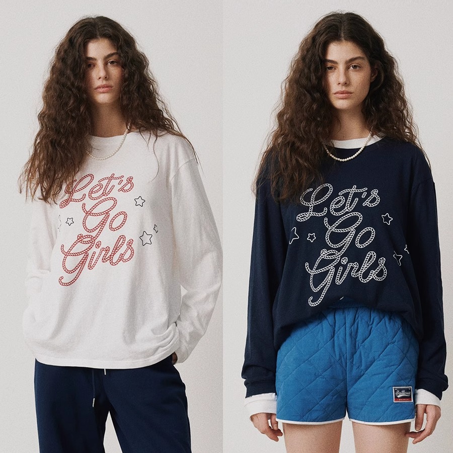 字母印花亚麻棉休闲长袖