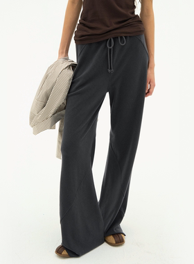 Septhouse 秋季新款百搭高级中高腰 云感裤深灰色休闲直筒长裤女