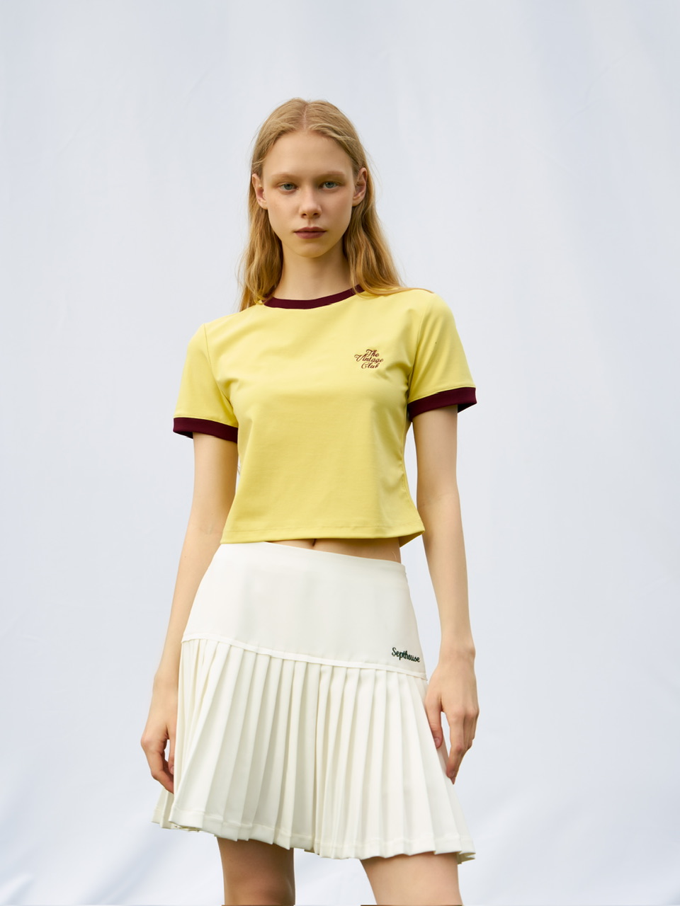 短袖简约适中撞色莫代尔