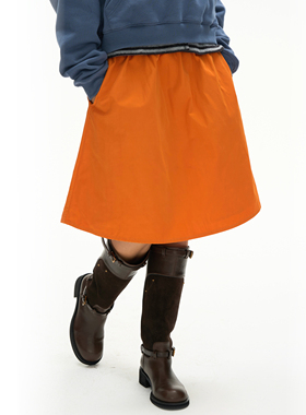 Septhouse  美式复古口袋橘色A字半身裙女新款百搭宽松显瘦中长裙