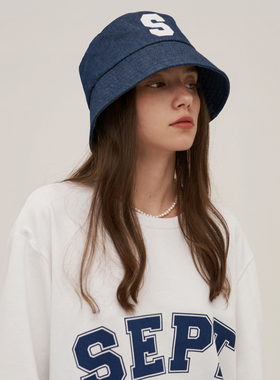 Septhouse 学院字母S牛仔休闲渔夫帽显脸小遮阳帽 男女同款