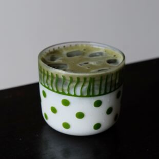 春辰波点条纹手握杯抹茶Dirty冰拿铁杯手作高硼硅玻璃创意咖啡杯