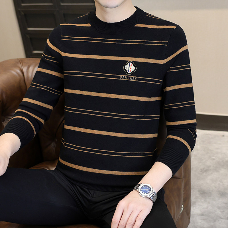 2025正流行高级感秋冬季潮流男士百搭圆领打底衫长袖毛衣男款