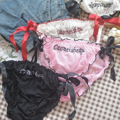 日系可爱性感绑带可解全棉裆女生内裤少女二次元系带丝带三角裤