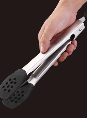 GUFA不粘锅专用牛排夹不锈钢烤肉夹子耐高温硅胶防烫食物夹烧烤夹