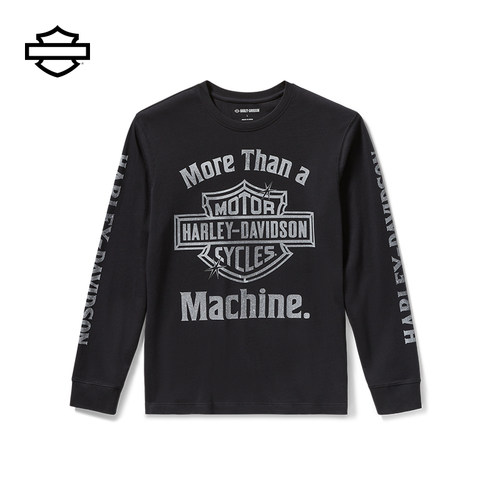 哈雷戴维森 男士透气长袖T恤休闲透气运动衫 More than a machine