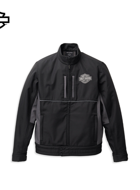 哈雷戴维森 B&S Softshell 防风夹克男摩托车撞色拼接薄外套茄克