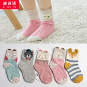 Vớ trẻ em mùa xuân và mô hình mùa thu cotton 3-5-7-9-12 tuổi 10 trẻ lớn cô gái cô gái học sinh vớ mỏng - Vớ