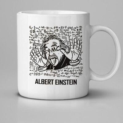 Einstein爱因斯坦科学家物理学家手绘简约英文家用水杯陶瓷马克杯