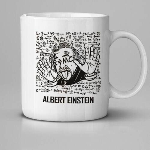 Einstein爱因斯坦科学家物理学家手绘简约英文家用水杯陶瓷马克杯