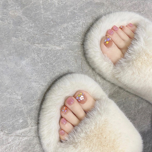 可爱小花脚趾甲贴片镶钻爆闪