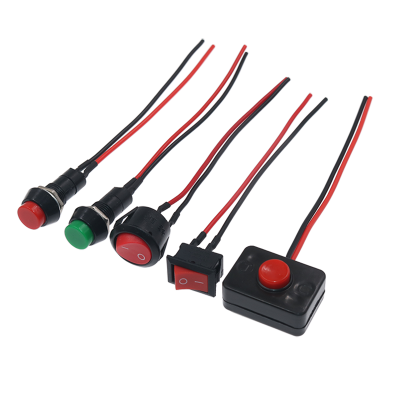 汽车通用按钮小开关改装喇叭开关车灯开关翘板日行灯带线12V24V