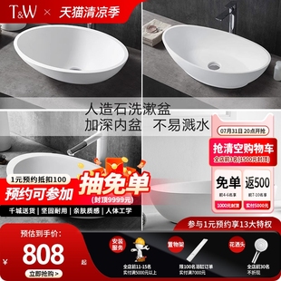 TW特拉维尔椭圆形人造石台上盆家用轻奢PMMA民宿卫生间阳台洗手盆