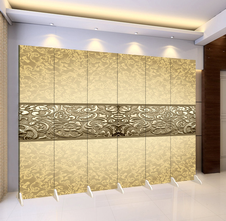 土豪金简约现代折叠屏风隔断客厅时尚玄关入户家用办公室酒店装饰