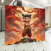 哪吒魔童闹海新款 客厅玄关家居美食烧烤影城 动漫折叠屏风隔断时尚