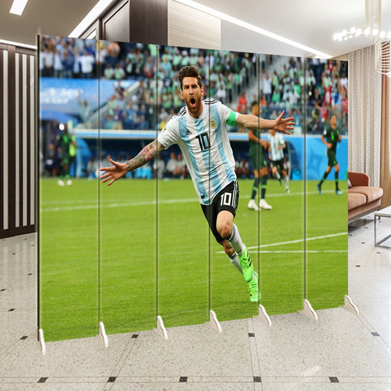 足球明星体育运动折叠屏风隔断客厅时尚玄关卧室酒吧烧烤双面装饰