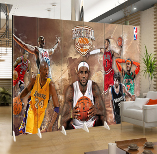 NBA篮球明星球星屏风隔断客厅体育运动背景墙可折叠移动遮挡家用