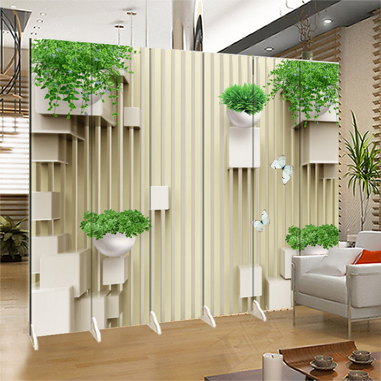 3D空间绿色植物折叠移动屏风隔断客厅时尚玄关卧室酒店办公美容院