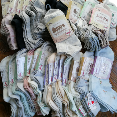 2双出口日本纯棉棉女棉麻短袜