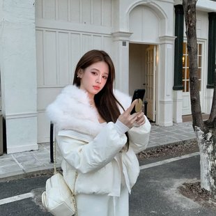 实价实拍  超大毛领皮草羽绒服短款冬季外套