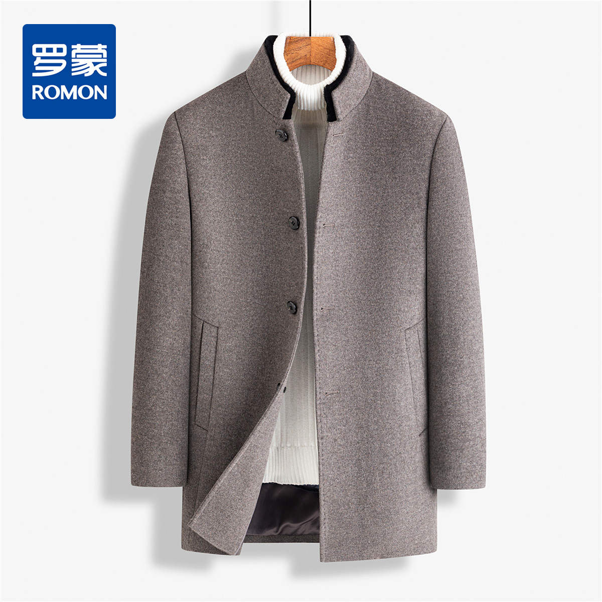 100羊毛 鹅绒内胆可拆卸｜罗蒙秋冬季羽绒羊毛大衣男士中长款外套