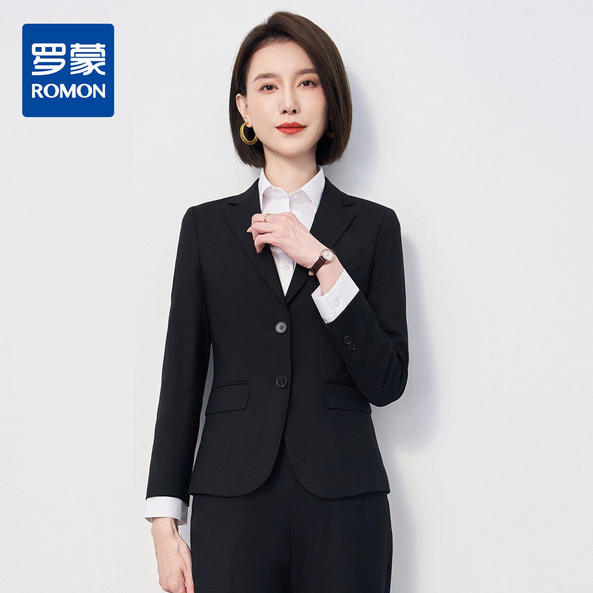 罗蒙春秋西服套装女士正装商务通勤职业面试求职修身西服两件套女