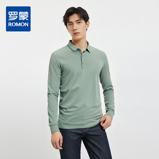 7A抗菌 t恤男春秋打底衫 经典 男长袖 男 商务休闲polo衫 罗蒙
