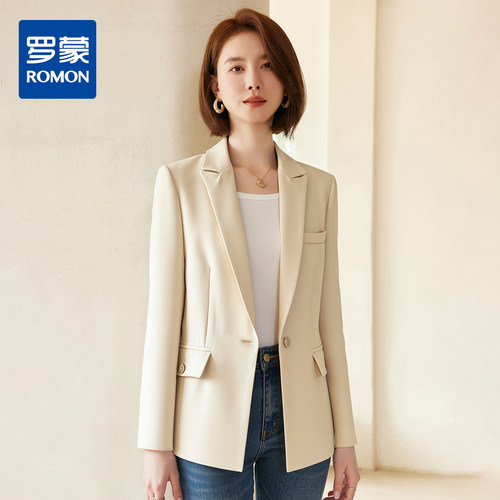 罗蒙女士单西外套气质商务通勤干练显气质百搭垂顺有型西服外套女