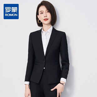 罗蒙春秋女士西服套装职业正装商务通勤面试上班修身两件套西