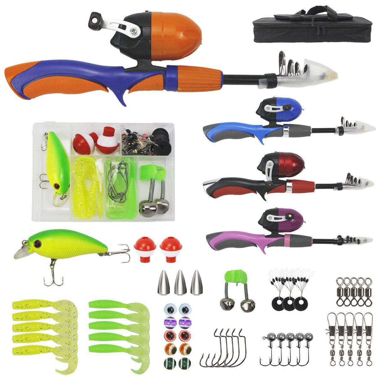 猎高路亚竿全套装鱼竿渔轮路亚饵套盒迷你儿童路亚竿组合