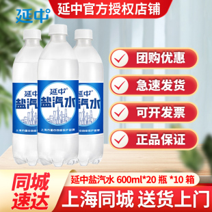 上海送货上门延中盐汽水600ml*20瓶*10箱装老上海含气盐汽水饮料