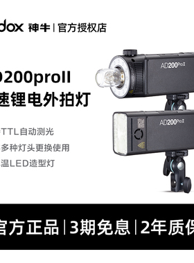 升级Godox神牛ad200pro二代外拍灯200W大功率单眼相机闪光灯高速