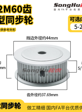 EBC01-S2M040 060-60-A-P-d5至22孔现货S2M60齿同步轮铝皮带轮齿
