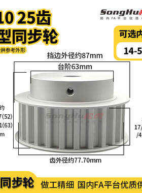 现货促销25齿T10同步轮铝皮带轮梯形齿EAR29-T10250-25-B-N-d14