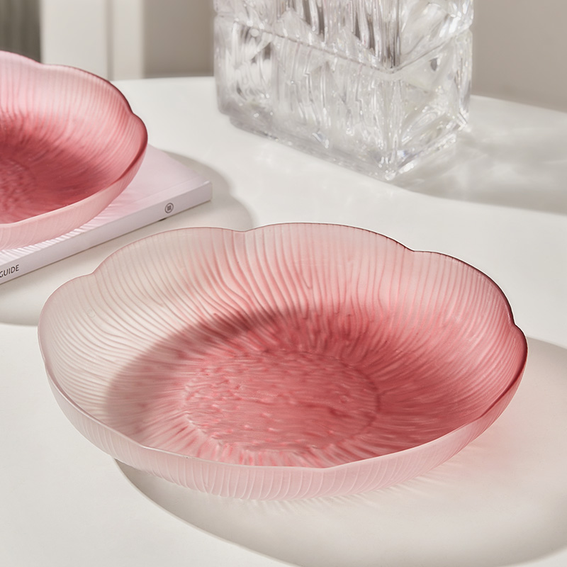 冰川纹轻奢玻璃水果盘家用零食盘