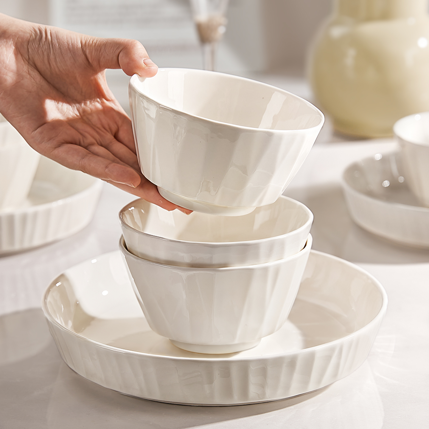 纯白陶瓷饭碗高级感家用吃饭小碗