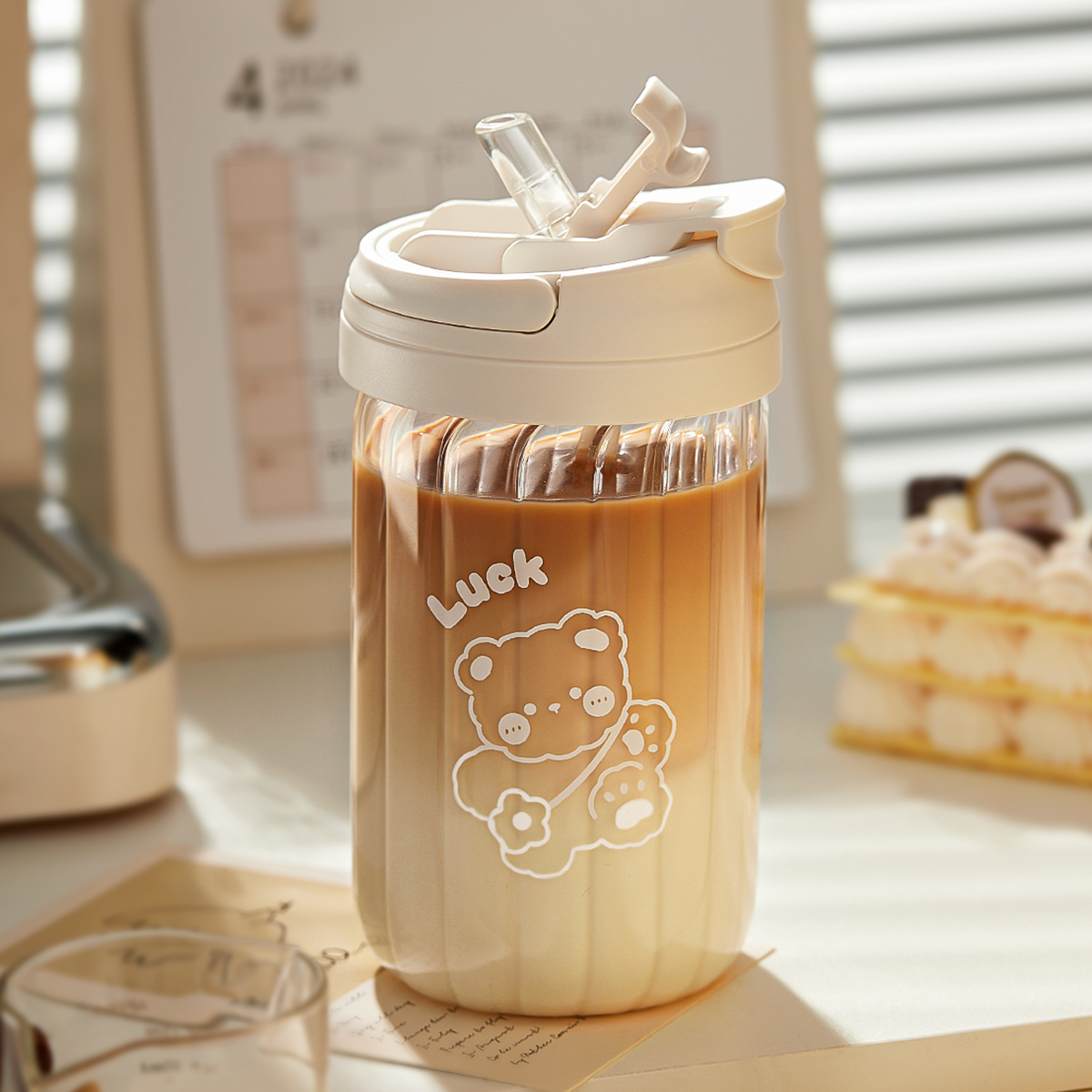 玻璃吸管杯便携咖啡杯2025新款女